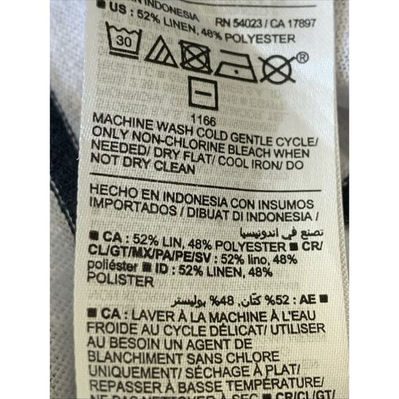 Old Navy Linen Blend Henley Shirt Women's Striped V-Neck Short Sleeve White 3X - Picture 7 of 12